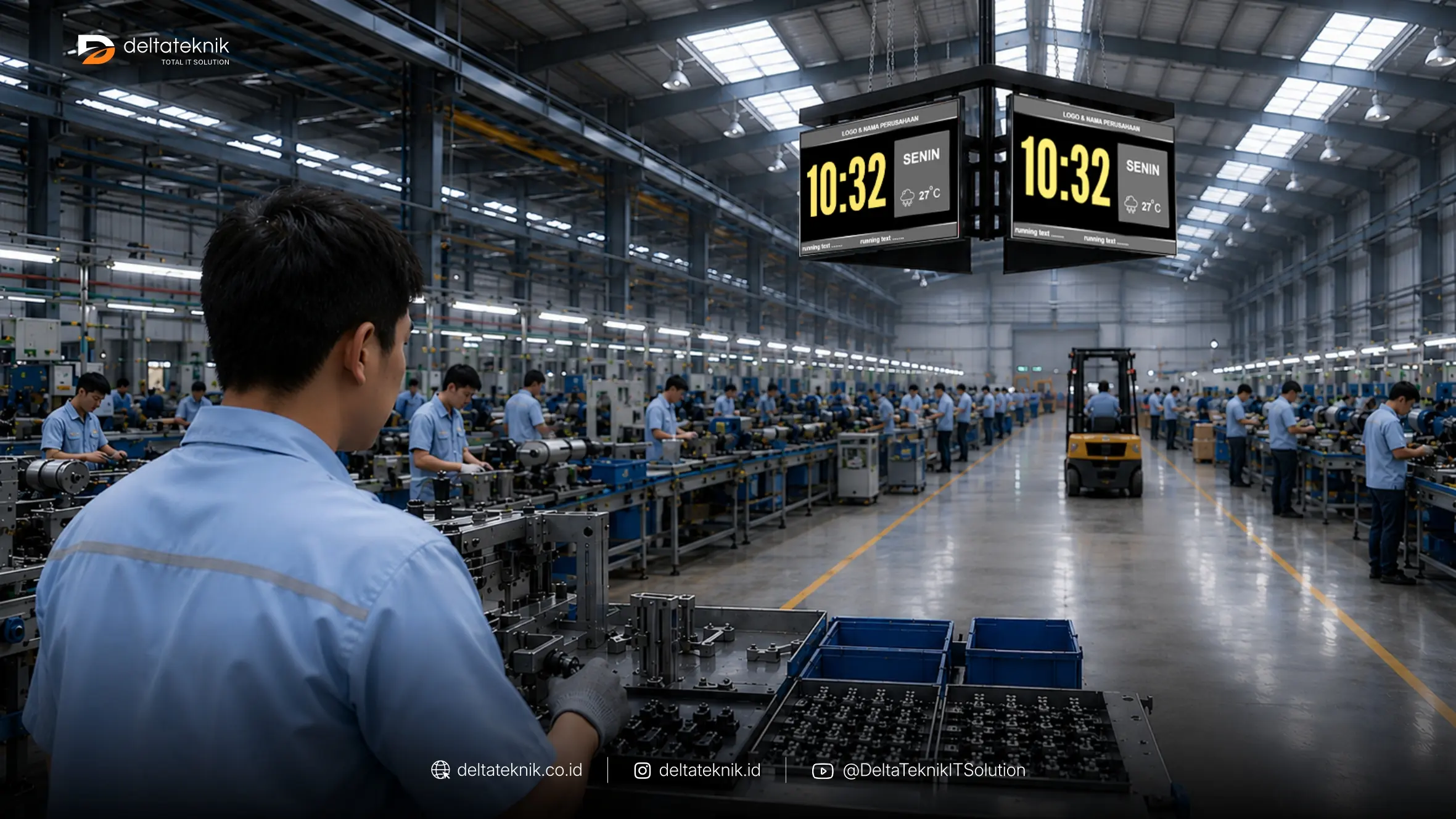 Solusi Jam Digital Pabrik & Gudang dengan Master Clock System Terintegrasi